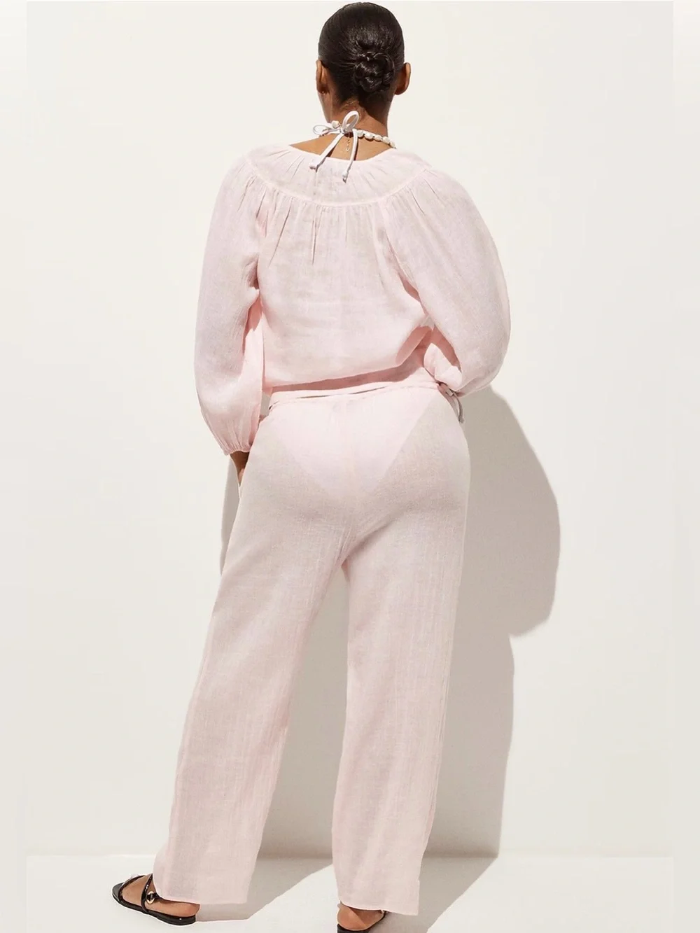 NEW J. Crew Beach pant in Hampton linen-blend pale pink CS391 Large swim coverup